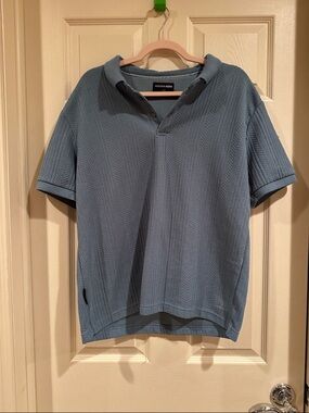 Hudson & Barrow Blue Knit Polo Shirt